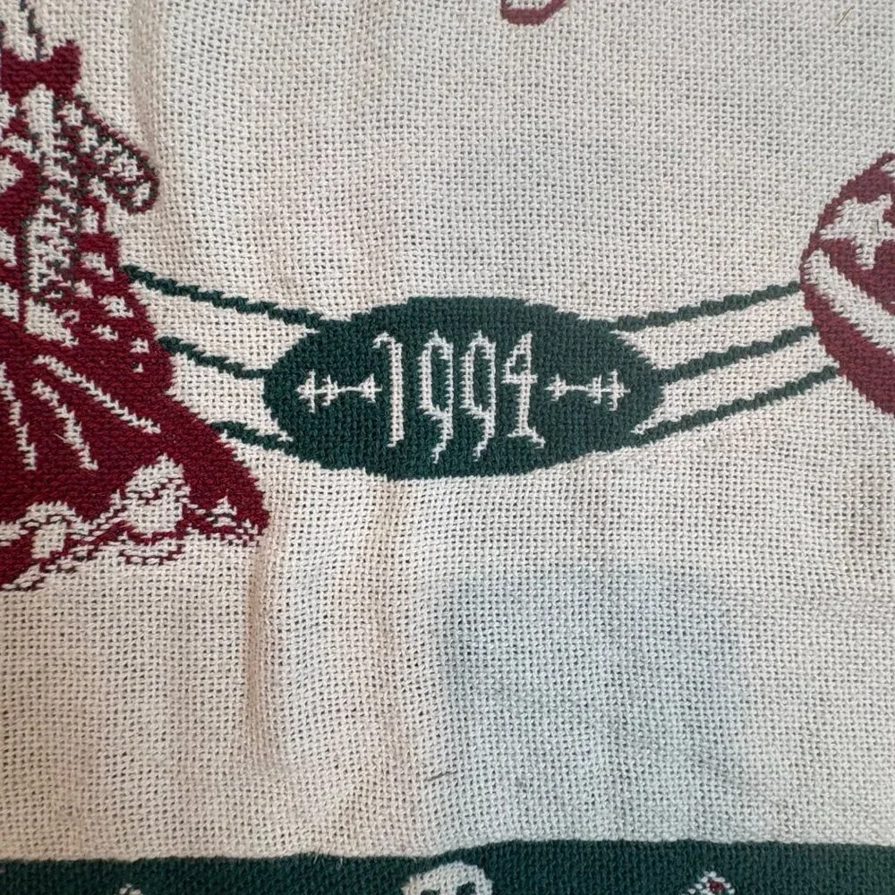 Vintage 1994 Babys First Holiday Tapestry Throw Blanket‎ 37”x47” Teddy